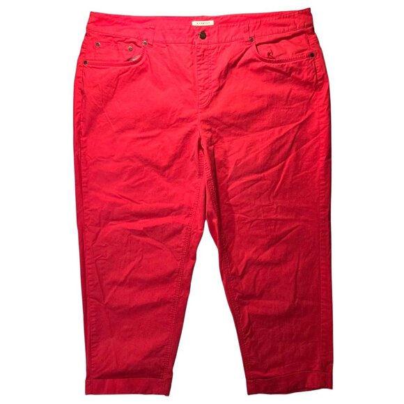 Jones New York Red Cropped 5-Pocket Stretch Casual Pants Women's Plus Size 18W - Picture 1 of 7